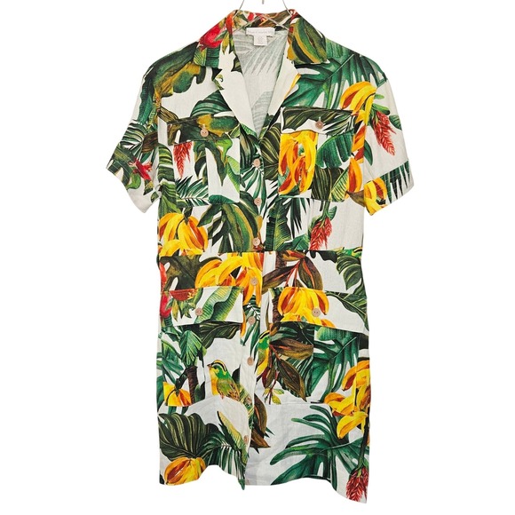 House of Harlow 1960 Dresses & Skirts - House of Harlow 1960 Tropical Linen Blend Button Down Utility Mini Dress XS